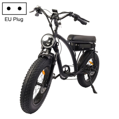 BEZIOR XF001 1000W 48V 12.5AH Retro Electric Bicycle with LCD Digital Display & 20 inch Tires, UK Plug, XF001 EU Plug (Black)