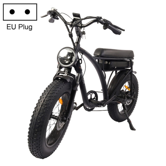 BEZIOR XF001 1000W 48V 12.5AH Retro Electric Bicycle with LCD Digital Display & 20 inch Tires, UK Plug, XF001 EU Plug (Black)