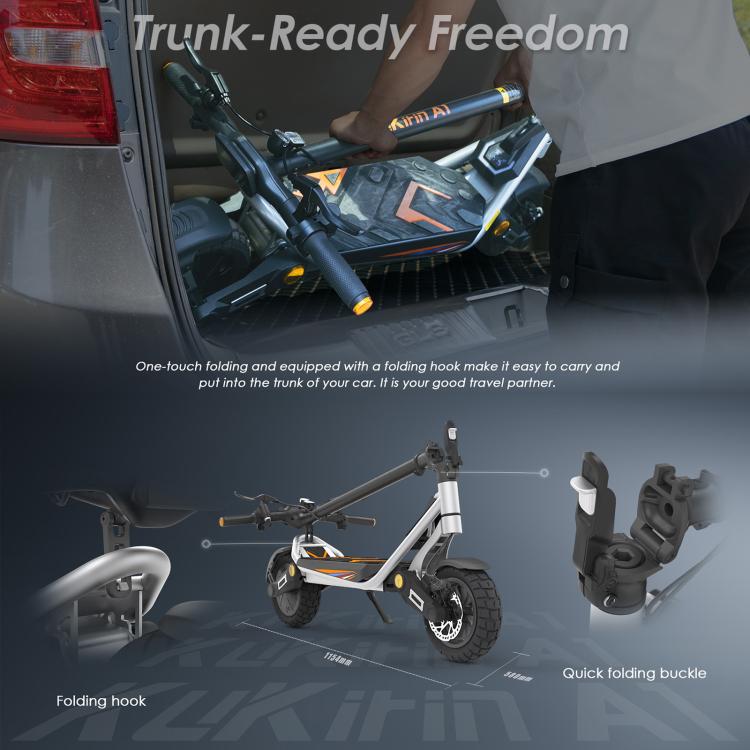 Kukirin A1 800W Three-speed Folding Electric Offroad Scooter with 10 inch Vacuum Tires, EU Plug