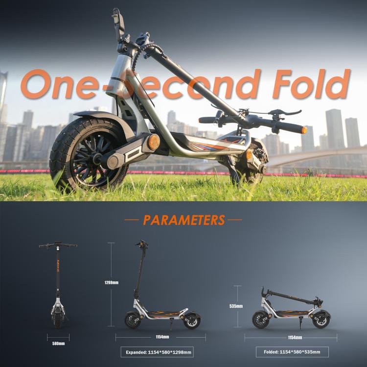 Kukirin A1 800W Three-speed Folding Electric Offroad Scooter with 10 inch Vacuum Tires, EU Plug