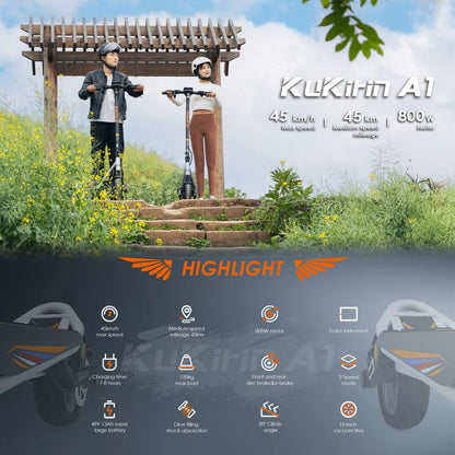 Kukirin A1 800W Three-speed Folding Electric Offroad Scooter with 10 inch Vacuum Tires, EU Plug