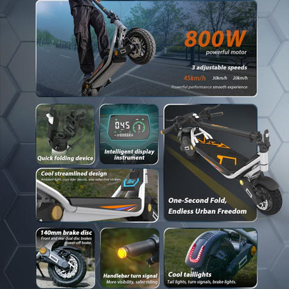 Kukirin A1 800W Three-speed Folding Electric Offroad Scooter with 10 inch Vacuum Tires, EU Plug