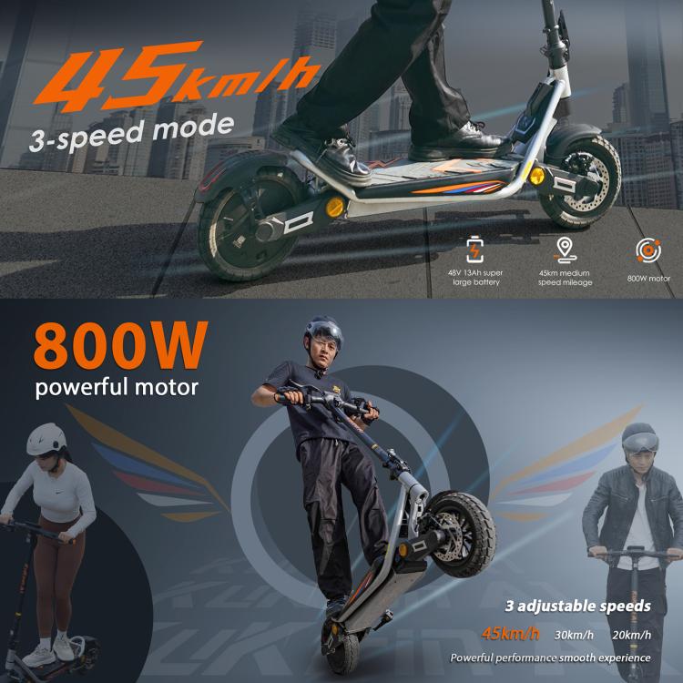 Kukirin A1 800W Three-speed Folding Electric Offroad Scooter with 10 inch Vacuum Tires, EU Plug