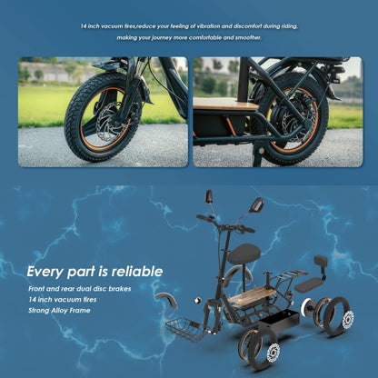 KuKirin C1 Pro 500W 48V 26Ah Electric Offroad Scooter with 14 inch Tires & Rear Seat, EU Plug, C1 Pro