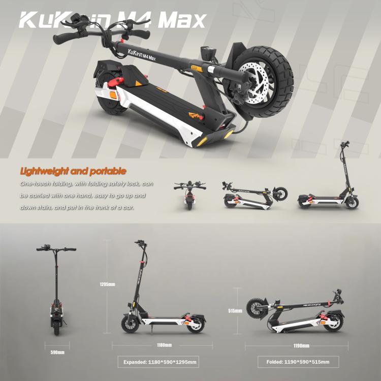 Kukirin M4 Max 800W Three-speed Folding Electric Scooter with 10 inch Vacuum Tires, EU Plug(Black), M4 Max