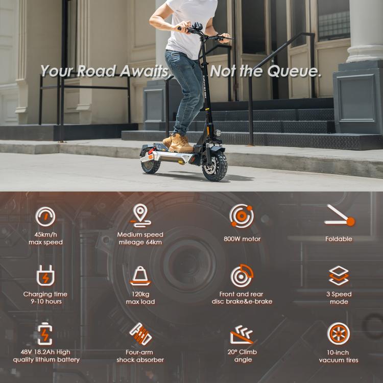 Kukirin M4 Max 800W Three-speed Folding Electric Scooter with 10 inch Vacuum Tires, EU Plug(Black), M4 Max