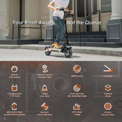 Kukirin M4 Max 800W Three-speed Folding Electric Scooter with 10 inch Vacuum Tires, EU Plug(Black), M4 Max
