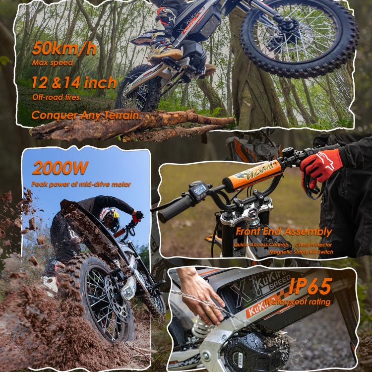 Kukirin X1 1000W 50km/h Max Speed Electric Off-road Motorcycle with 14-inch Front / 12-inch Rear Tires, EU Plug, X1