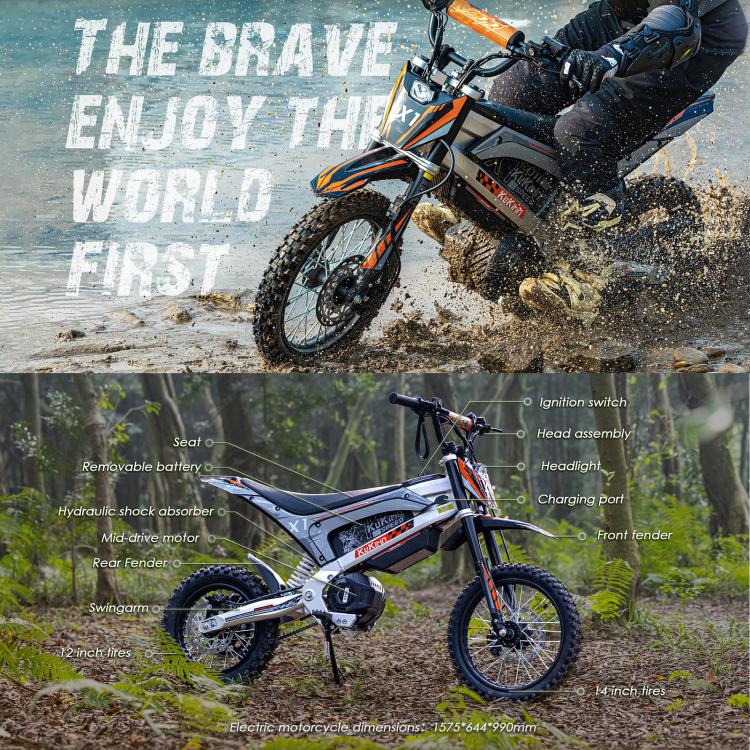 Kukirin X1 1000W 50km/h Max Speed Electric Off-road Motorcycle with 14-inch Front / 12-inch Rear Tires, EU Plug, X1