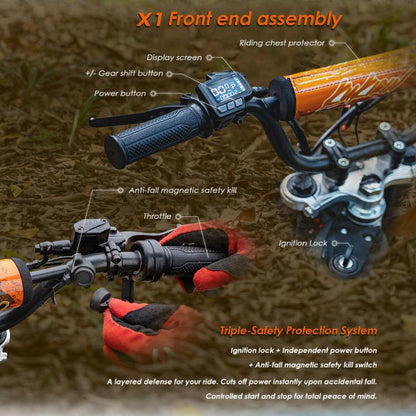 Kukirin X1 1000W 50km/h Max Speed Electric Off-road Motorcycle with 14-inch Front / 12-inch Rear Tires, EU Plug, X1