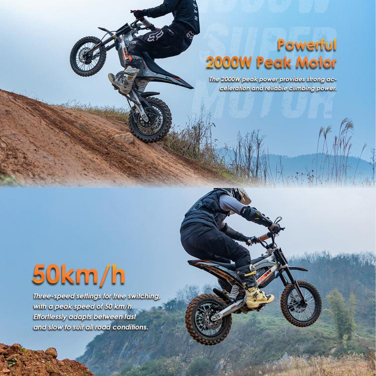Kukirin X1 1000W 50km/h Max Speed Electric Off-road Motorcycle with 14-inch Front / 12-inch Rear Tires, EU Plug, X1