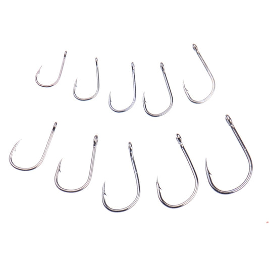 500 PCS Mixed Size Fish Barbed Hook Fishing Hooks with Hole, 6-15 # with Hole