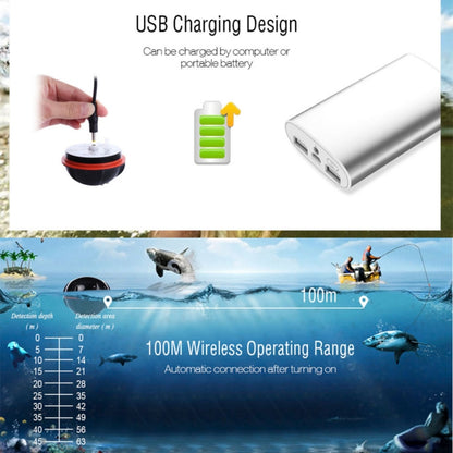 Détecteur de poissons sans fil XJ-01 Sonar 125KHz Capteur Sonar 0.6-36m Localisateur de profondeur Chercheur de poissons avec écran LCD 2.4 pouces et antenne, Capteur de température d'eau intégré, XJ-01