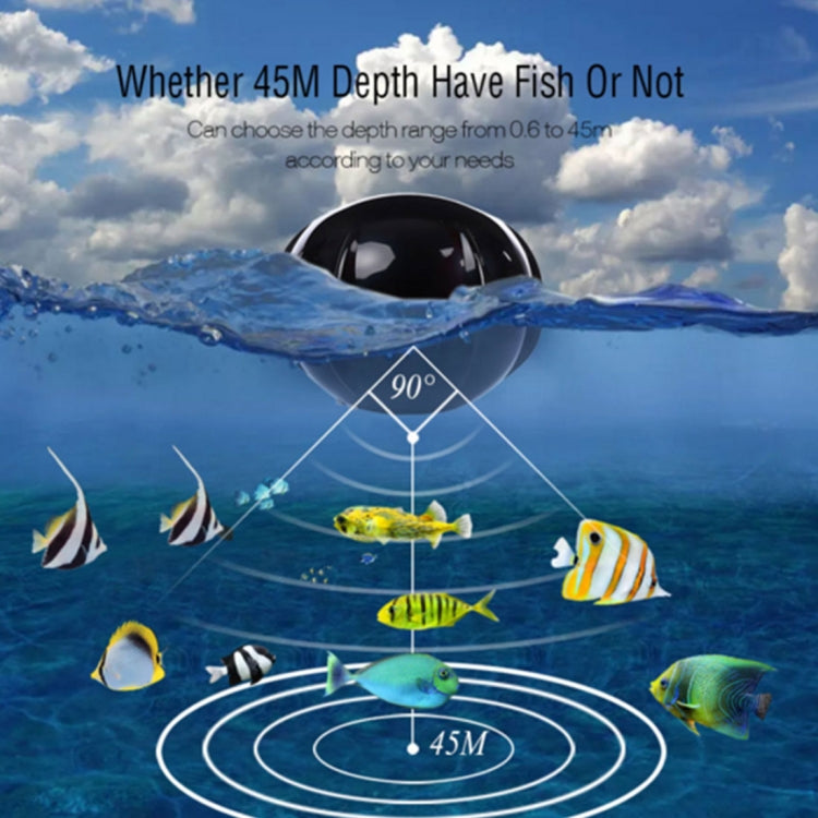 Détecteur de poissons sans fil XJ-01 Sonar 125KHz Capteur Sonar 0.6-36m Localisateur de profondeur Chercheur de poissons avec écran LCD 2.4 pouces et antenne, Capteur de température d'eau intégré, XJ-01