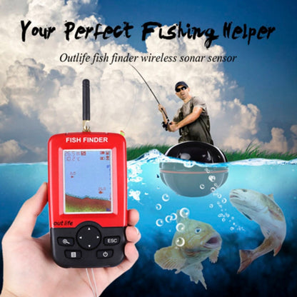Détecteur de poissons sans fil XJ-01 Sonar 125KHz Capteur Sonar 0.6-36m Localisateur de profondeur Chercheur de poissons avec écran LCD 2.4 pouces et antenne, Capteur de température d'eau intégré, XJ-01