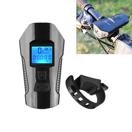 Phare de vélo USB 350 lumens avec klaxon et chronomètre, rechargeable et étanche, fixation rapide, noir, bleu, rouge