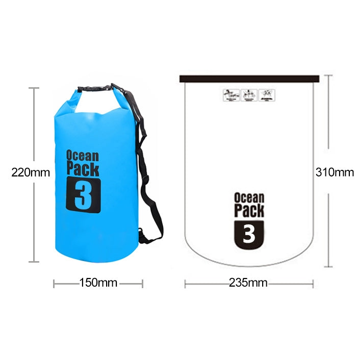 Outdoor Waterproof Single Shoulder Bag Dry Sack PVC Barrel Bag, Capacity: 3L, Capacity: 3L (Green), Capacity: 3L (Sky Blue), Capacity: 3L (Yellow), Capacity: 3L (Black), Capacity: 3L (Dark Blue), Capacity: 3L (Orange), Capacity: 3L (Pink)