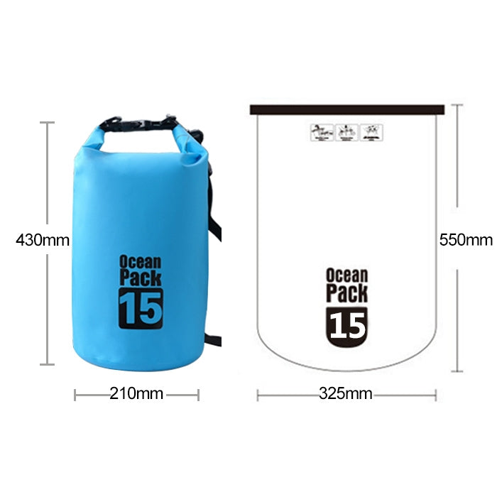 Sac étanche cylindrique en PVC pour une épaule, sac sec, capacité: 15L, capacité: 15L (rose), capacité: 15L (vert), capacité: 15L (bleu ciel), capacité: 15L (jaune), capacité: 15L (noir), capacité: 15L (bleu foncé), capacité: 15L (orange)