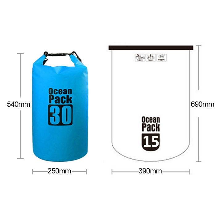 Outdoor Waterproof Double Shoulder Bag Dry Sack PVC Barrel Bag, Capacity: 30L, Capacity: 30L (Orange), Capacity: 30L (Pink), Capacity: 30L (Green), Capacity: 30L (Sky Blue), Capacity: 30L (Yellow), Capacity: 30L (Black), Capacity: 30L (Dark Blue)