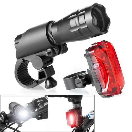 5W Mountain Bike Headlight Zoom Glare Waterproof Flashlight Set Car Headlight + Taillight (Set One), Set One