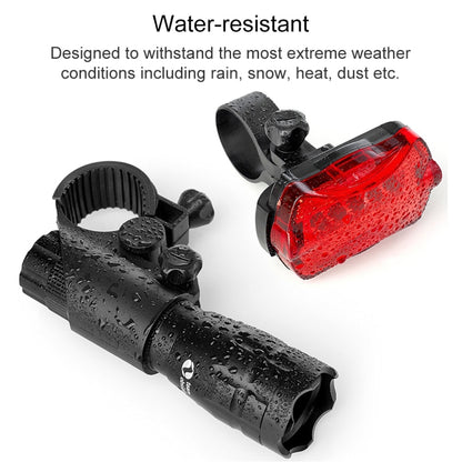 5W Mountain Bike Headlight Charging Zoom Glare Waterproof Flashlight Set Car Headlight + Taillight (Set Five), Set Five