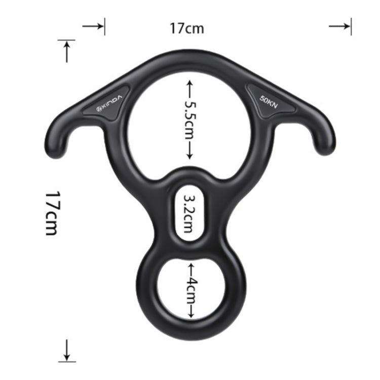 XINDA XD8602 Descendeur en Huit avec Oreilles Coudées pour Escalade et Secours, Dispositif d'Assurage