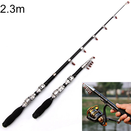 37cm Portable Telescopic Sea Fishing Rod Mini Fishing Pole, Extended Length : 2.3m, 2.3m