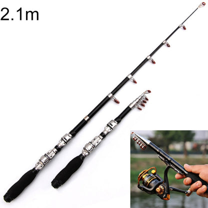36cm Tragbare Teleskop-Meeresrute Mini-Angelrute, verlängerte Länge: 2,1 m, 2,1 m