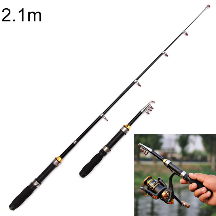 36cm Tragbare Teleskop-Meeresrute Mini-Angelrute, verlängerte Länge: 2,1 m, 2,1 m