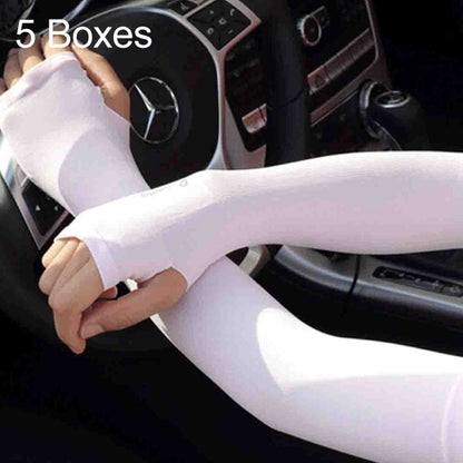 5 Boîtes Manches en Soie Glacée Nouveau Style Frais et Cool Protection Anti-UV, Style Doigts Ouverts, Style Doigts Ouverts