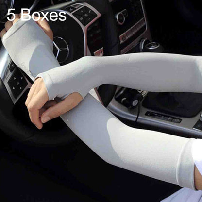 5 Boîtes Manches en Soie Glacée Nouveau Style Frais et Cool Protection Anti-UV, Style Doigts Ouverts, Style Doigts Ouverts