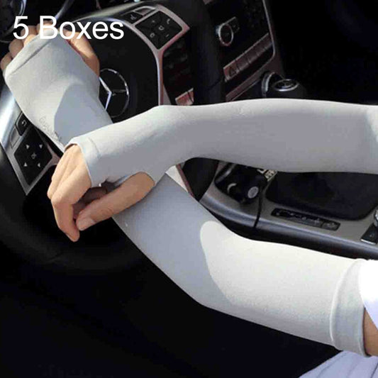 5 Boîtes Manches en Soie Glacée Nouveau Style Frais et Cool Protection Anti-UV, Style Doigts Ouverts, Style Doigts Ouverts