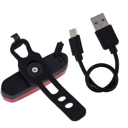 AQY-096 IPX4 Detachable USB Rechargeable Single Color LED Bike Taillight, White, (Red
