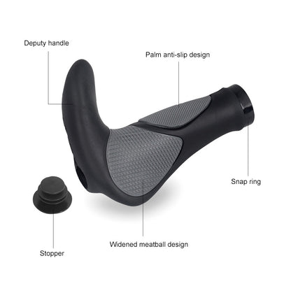 DEEMOUNT BGP110 Poignée de Guidon de Vélo VTT en Caoutchouc, Version avec Cornes, Version avec Cornes