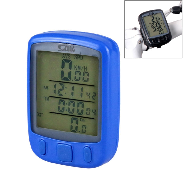SUNDING 563A Bike Bicycle Waterproof Wired LCD Screen Luminous Mileage Speedometer Odometer, English Version, 563A(Black), 563A(Blue), 563A(Yellow)