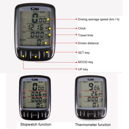 SUNDING 563C Bike Bicycle Waterproof Wireless LCD Screen Luminous Mileage Speedometer Odometer, Chinese Version, 563C, Chinese Version
