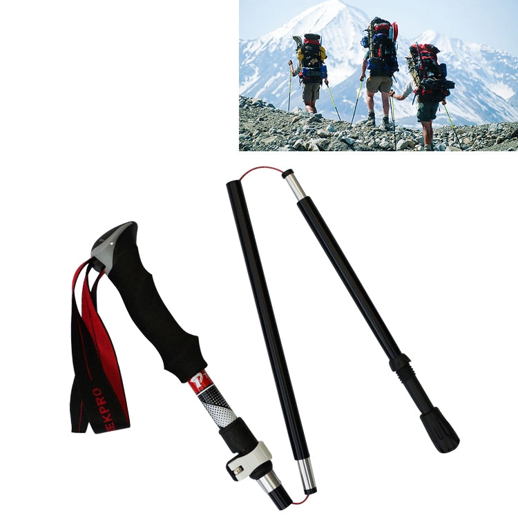 Bâtons de randonnée pliables portables en alliage d'aluminium à 5 nœuds, longueur pliée : 28,5 cm, longueur pliée : 28,5 cm (noir), longueur pliée : 28,5 cm (vert), longueur pliée : 28,5 cm (bleu), longueur pliée : 28,5 cm (rouge)