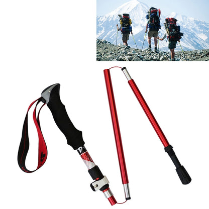 Bâtons de randonnée pliables portables en alliage d'aluminium à 5 nœuds, longueur pliée : 28,5 cm, longueur pliée : 28,5 cm (noir), longueur pliée : 28,5 cm (vert), longueur pliée : 28,5 cm (bleu), longueur pliée : 28,5 cm (rouge)