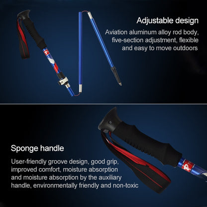 5 Node Portable Foldable Aluminium Alloy Alpenstocks Trekking Poles, Folding Length : 35CM, Folding Length : 35CM (Blue), Folding Length : 35CM (Red), Folding Length : 35CM (Black), Folding Length : 35CM (Green)