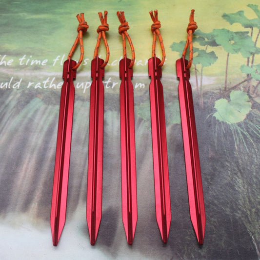 5 pièces Piquets de tente en alliage d'aluminium Clou Accessoires de tente de voyage en plein air avec corde, Longueur: 18cm