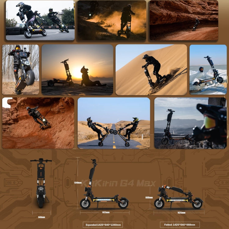 Kukirin G4 Max Pneus 12 pouces 3200W 60V 35.2AH Trottinette Électrique Tout-Terrain Pliable à Trois Vitesses avec Écran LED, G4 Max