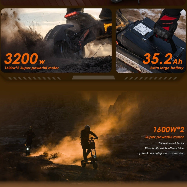 Kukirin G4 Max Pneus 12 pouces 3200W 60V 35.2AH Trottinette Électrique Tout-Terrain Pliable à Trois Vitesses avec Écran LED, G4 Max