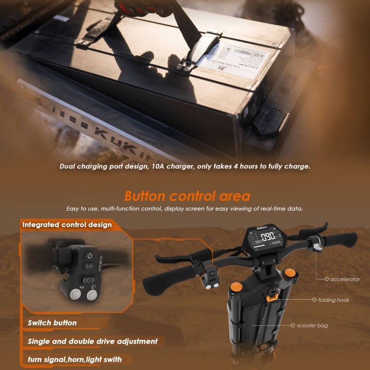 Kukirin G4 Max Pneus 12 pouces 3200W 60V 35.2AH Trottinette Électrique Tout-Terrain Pliable à Trois Vitesses avec Écran LED, G4 Max