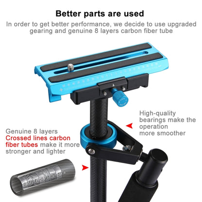PULUZ 38.5-61cm Carbon Fibre Handheld Stabilizer for DSLR & DV Digital Video & Cameras, Load Range: 0.5-3kg, P60T Black, P60T Blue, P60T Red, RU Stock P60T Black