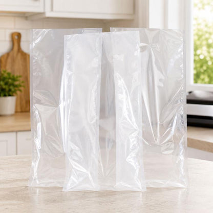 100 SACS EMBALLAGE SOUS VIDE ALIMENTAIRE TRANSPARENT EN NYLON, TAILLES : 25cm x 35cm, 16cm x 24cm