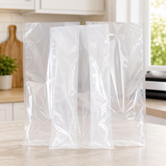 100 SACS EMBALLAGE SOUS VIDE ALIMENTAIRE TRANSPARENT EN NYLON, TAILLES : 25cm x 35cm, 16cm x 24cm
