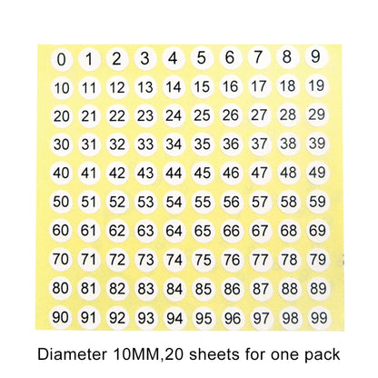 20 PCS Round Shape Number Sticker Shoe Size Label, Number 0-99, Number 0-99