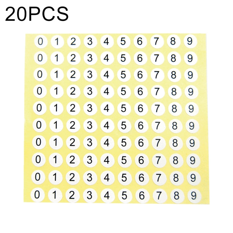 20 PCS Round Shape Number Sticker Shoe Size Label, Number 0-9, Number 0-9