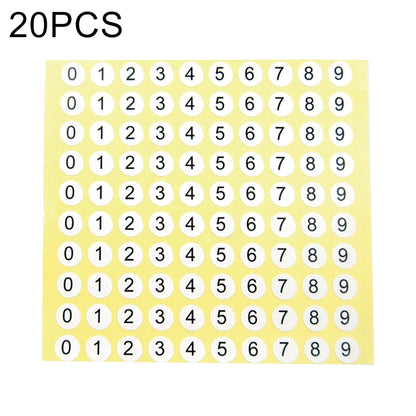 20 PCS Round Shape Number Sticker Shoe Size Label, Number 0-9, Number 0-9