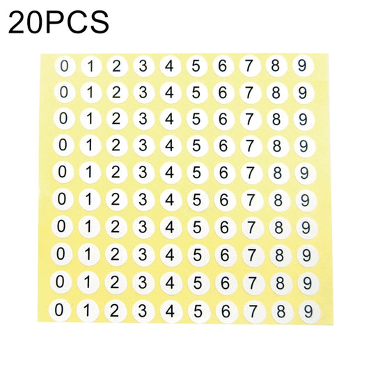 20 PCS Round Shape Number Sticker Shoe Size Label, Number 0-9, Number 0-9